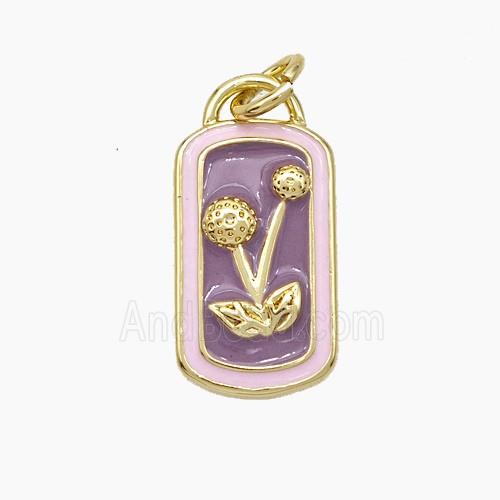 Copper Cherry Pendant Enamel Rectangle Gold Plated