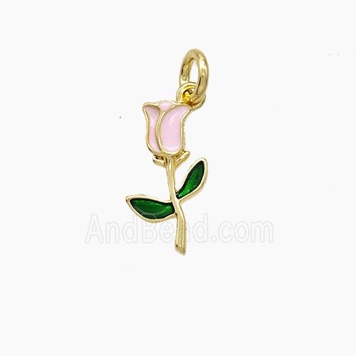 Copper Flower Pendant Enamel Gold Plated
