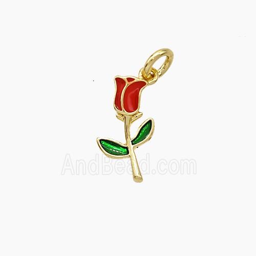 Copper Flower Pendant Enamel Gold Plated