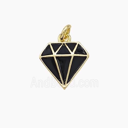 Copper Diamond Pendant Black Enamel Gold Plated