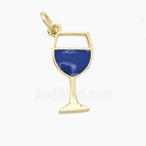 Copper Goblet Pendant Blue Enamel WineCup Gold Plated