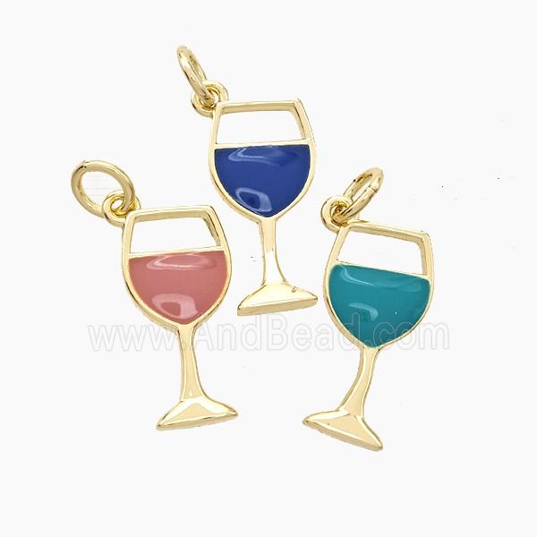 Copper Goblet Pendant Enamel WineCup Gold Plated Mixed