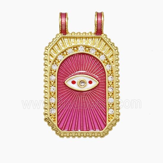 Copper Tarot Card Pendant Pave Zirconia Eye Painted 2loops Gold Plated