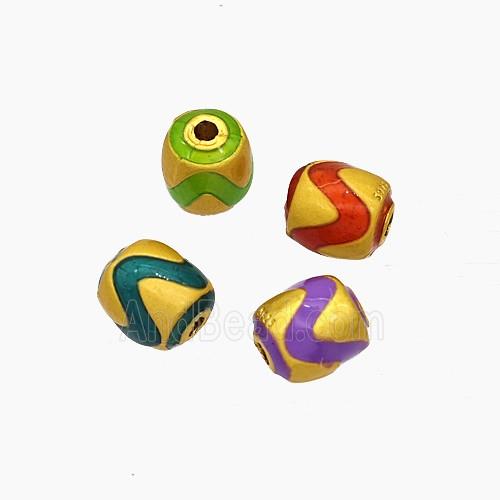Copper Barrel Beads Painted Gold Plated Mixed