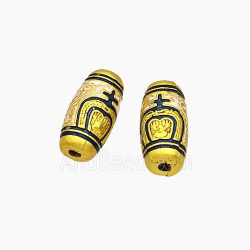 Copper Rice Beads Painted Gold Plated