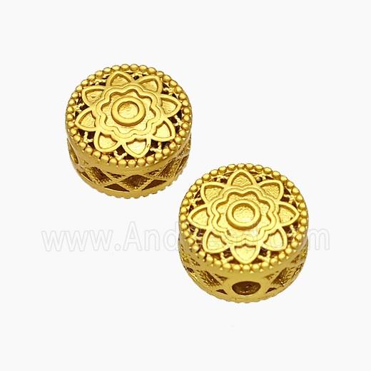Copper Button Beads Flower Gold Plated