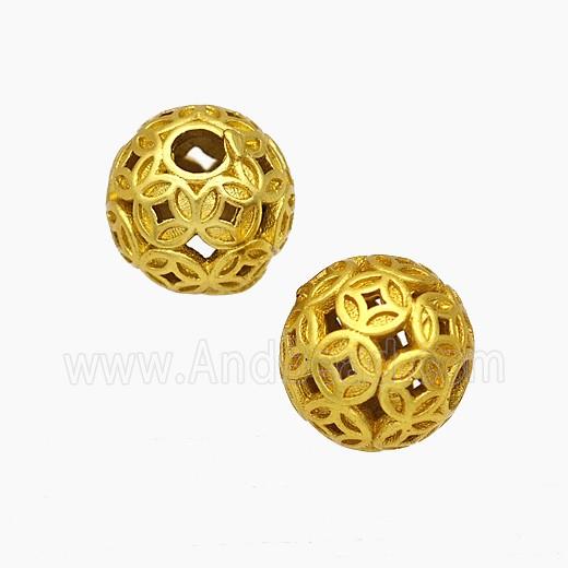 Copper Round Beads Large Hole Gold Plated