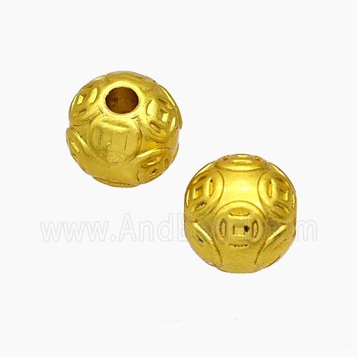 Copper Round Beads Large Hole Gold Plated