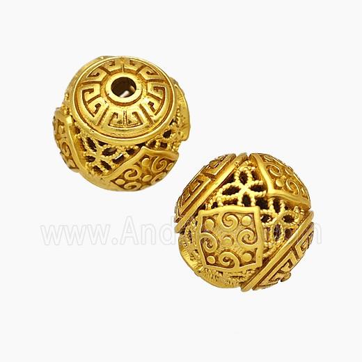 Copper Round Beads Hollow Gold Plated