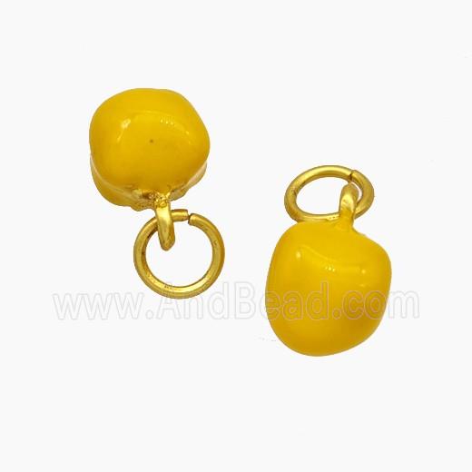 Copper Tomato Pendant Yellow Enamel Gold Plated