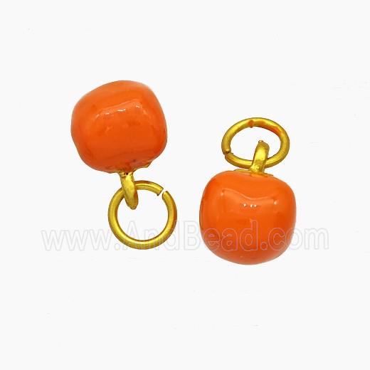 Copper Tomato Pendant Orange Enamel Gold Plated