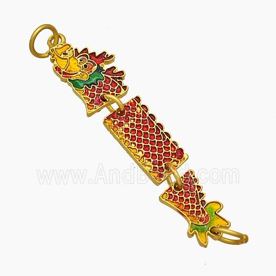 Copper Dragon Connector Red Painted Loong Gold Plated