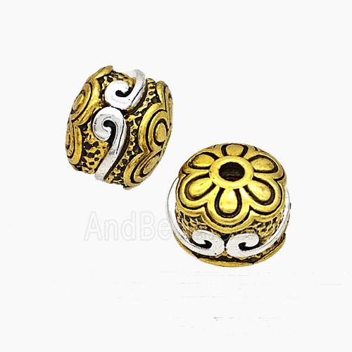 Tibetan Style Alloy Beads Flower Antique Silver Golden