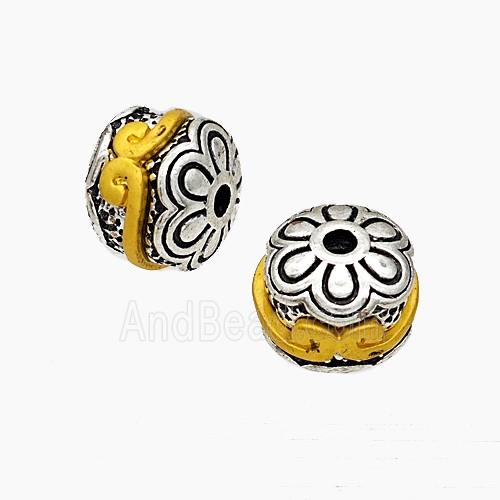 Tibetan Style Alloy Beads Flower Antique Silver Golden