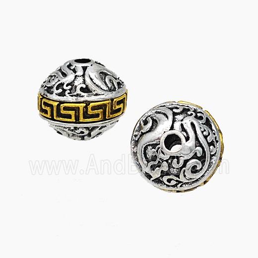 Tibetan Style Alloy Beads Bicone Antique Silver Golden