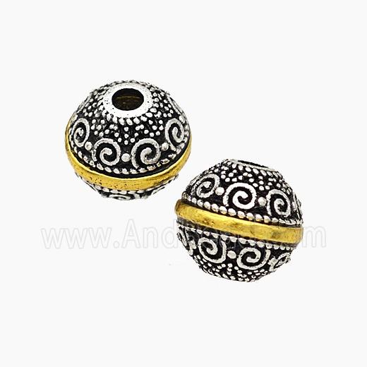 Tibetan Style Alloy Beads Round Antique Silver Golden
