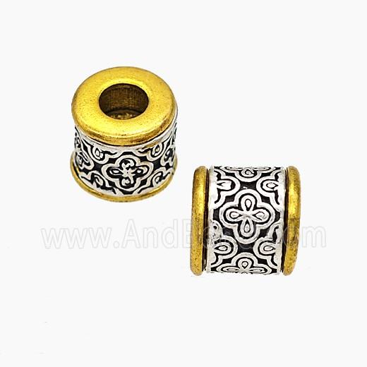 Tibetan Style Alloy Beads Tube Large Hole Antique Silver Golden