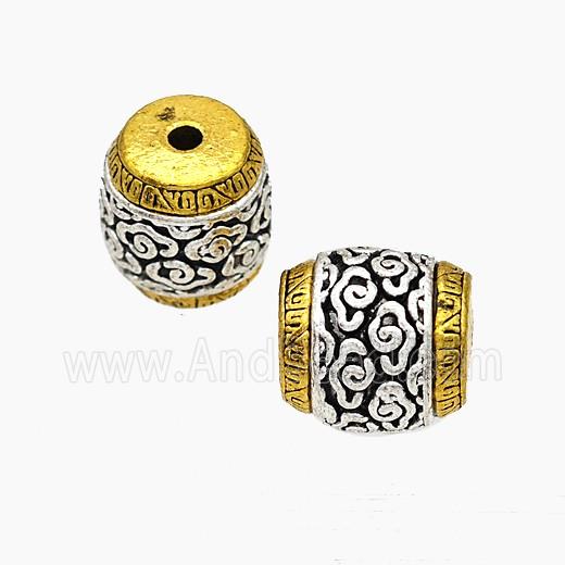 Tibetan Style Alloy Beads Barrel Antique Silver Golden