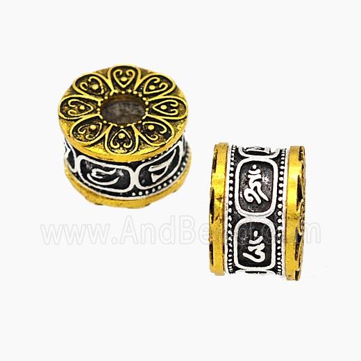 Tibetan Style Alloy Beads Rondelle Large Hole Antique Silver Golden