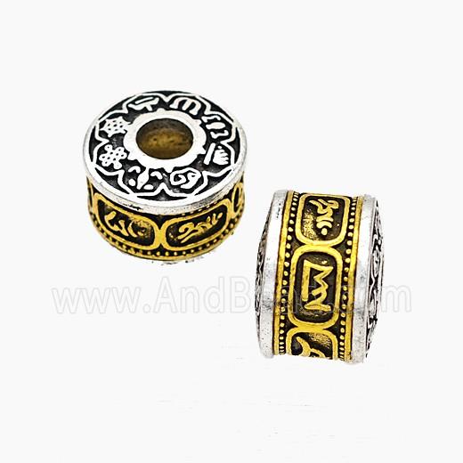 Tibetan Style Alloy Beads Rondelle Large Hole Antique Silver Golden