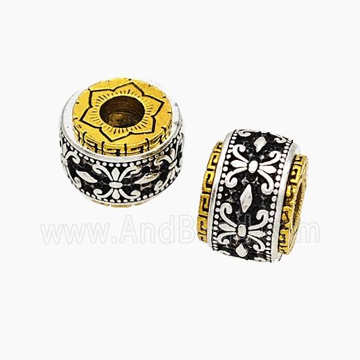 Tibetan Style Alloy Rotatable Beads Rondelle Large Hole Antique Silver Golden