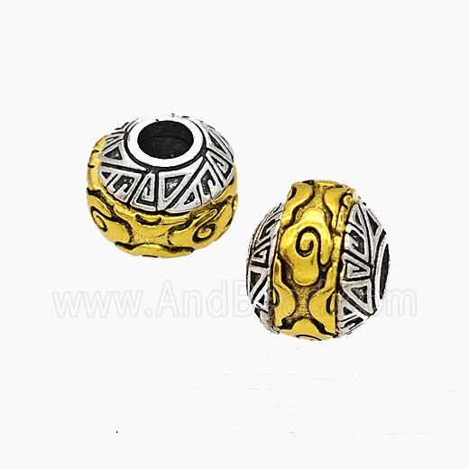 Tibetan Style Alloy Rondelle Beads Rotatable Large Hole Antique Silver Golden