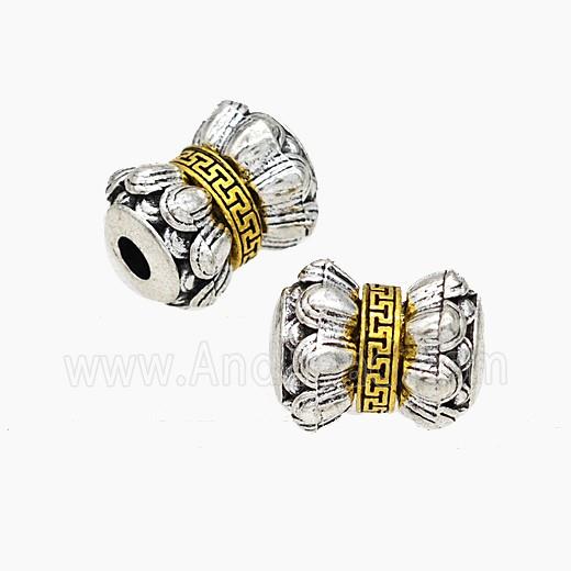 Tibetan Style Alloy Lotus Beads Rotatable Large Hole Antique Silver Golden