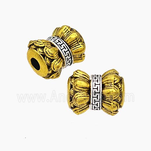 Tibetan Style Alloy Lotus Beads Rotatable Large Hole Antique Silver Golden