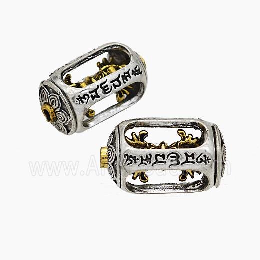 Tibetan Style Alloy Prayer Wheel Beads Rotatable Antique Silver Golden