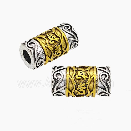 Tibetan Style Alloy Tube Beads Rotatable Large Hole Antique Silver Golden Column
