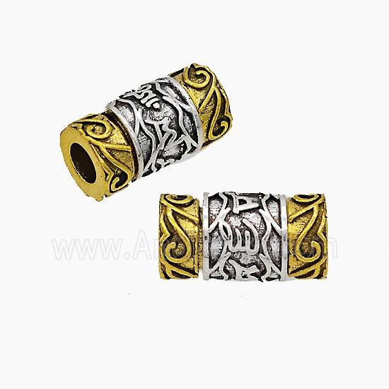 Tibetan Style Alloy Tube Beads Rotatable Large Hole Antique Silver Golden Column