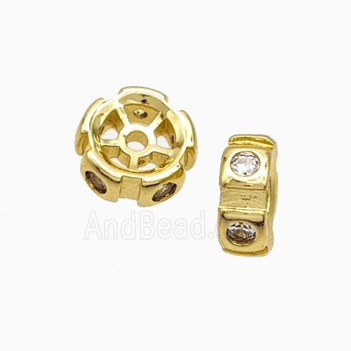 Copper Heishi Spacer Beads Micropave Zirconia Gold Plated