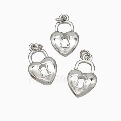 Copper Heart Lock Pendant Platinum Plated