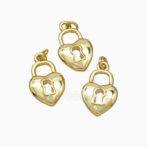 Copper Heart Lock Pendant Gold Plated
