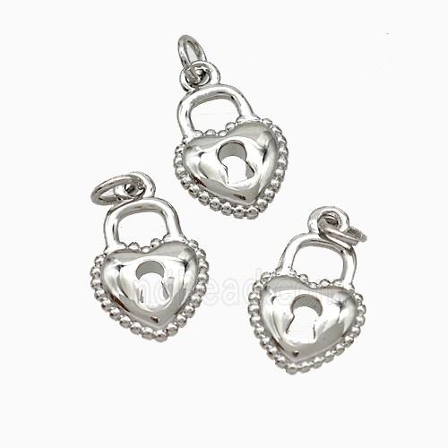 Copper Heart Lock Pendant Platinum Plated