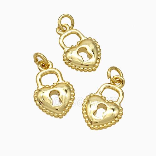 Copper Heart Lock Pendant Gold Plated