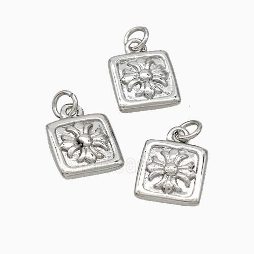 Copper Cross Pendant Square Platinum Plated