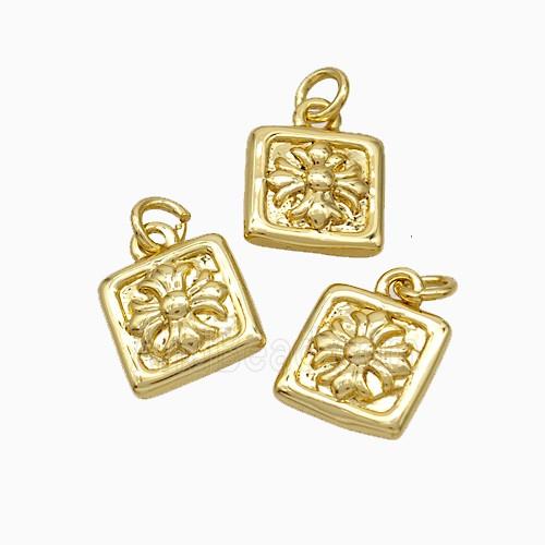 Copper Cross Pendant Square Gold Plated