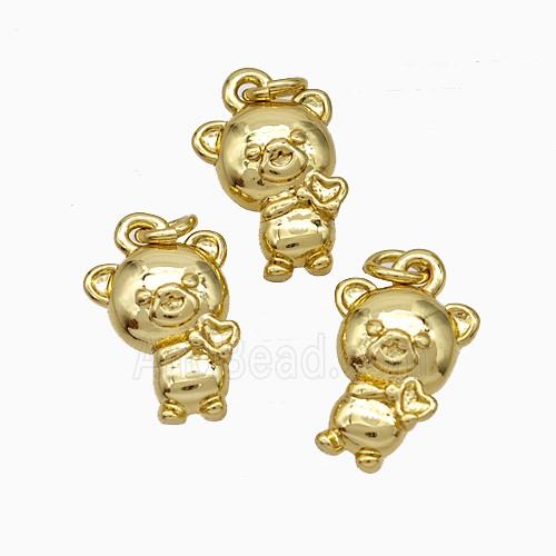 Copper Pig Charms Pendant Gold Plated