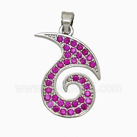 Copper Totem Symbols Pendant Pave Zirconia Platinum Plated