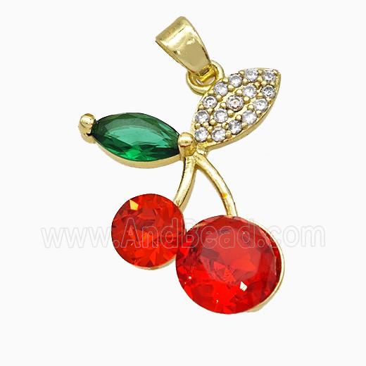 Copper Cherry Pendant Pave Zirconia Gold Plated