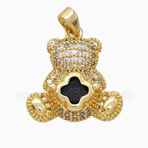 Copper Bear Pendant Pave Zirconia Gold Plated