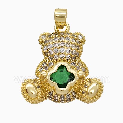 Copper Bear Pendant Pave Zirconia Gold Plated