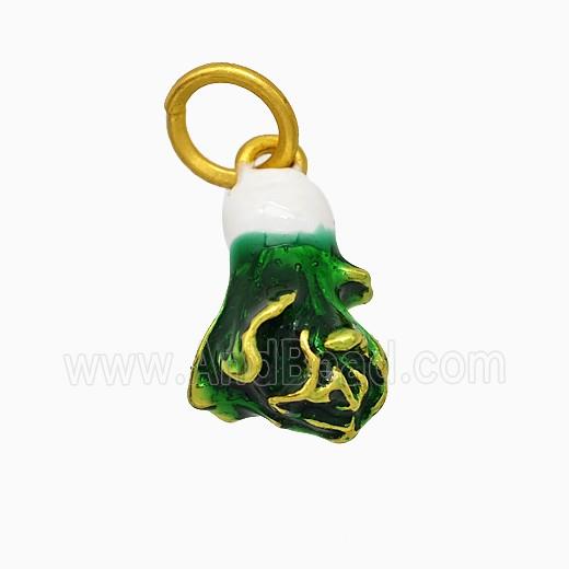 Copper Vegetable Pendant Green Painted Gold Plated