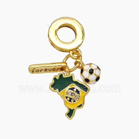 Copper Brazil Football Pendant Forever Enamel Gold Plated