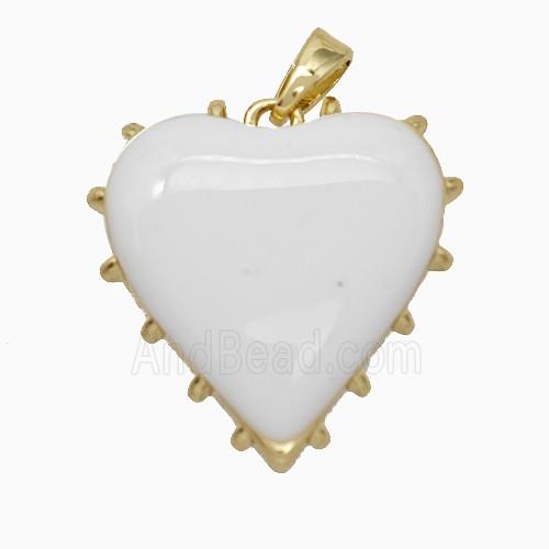 Copper Heart Pendant White Enamel Gold Plated