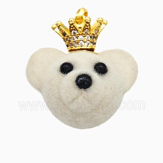 Resin Bear Pendant With Copper Crown Pave Zirconia Gold Plated