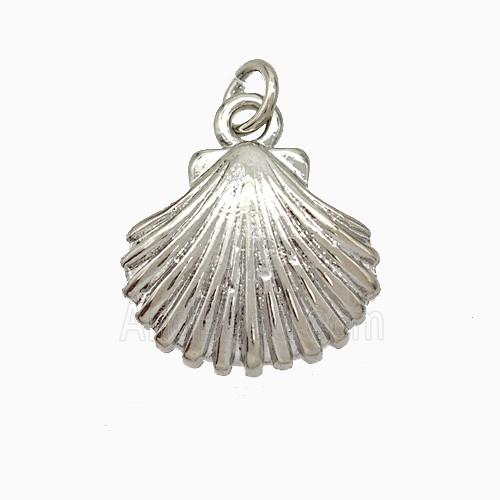 Copper Scallop Shell Pendant Platinum Plated