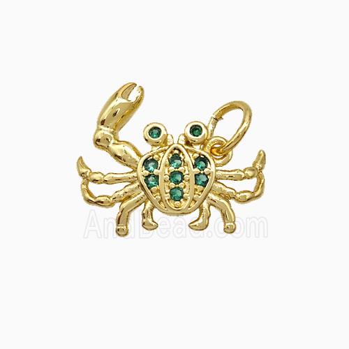 Copper Crab Pendant Pave Zirconia Gold Plated