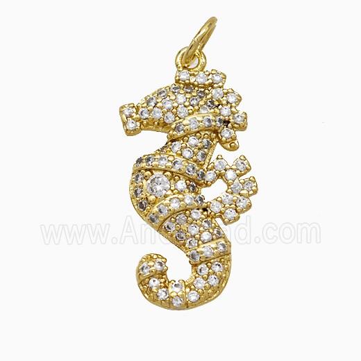 Copper Seahorse Pendant Pave Pearlized Resin Gold Plated